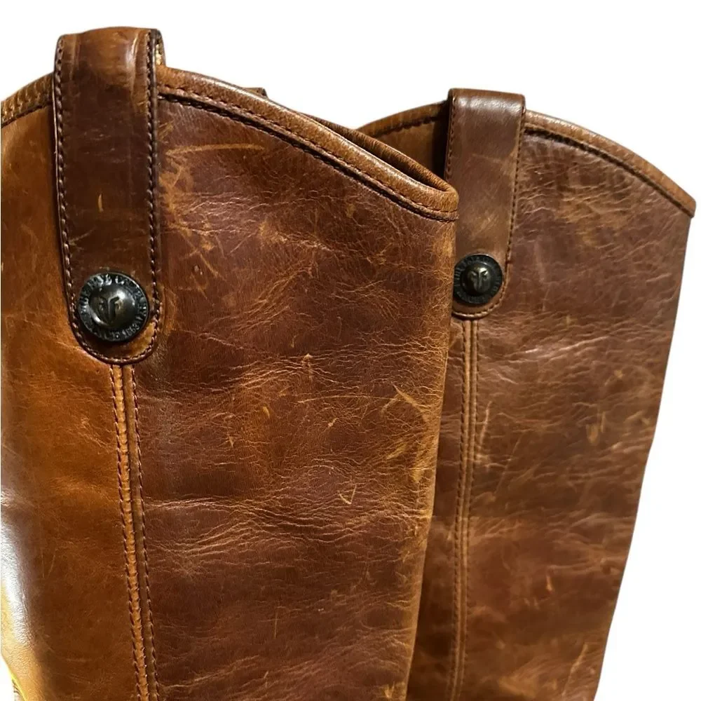 Frye Melissa Button Riding Boots Cognac Brown Tall Leather Women’s 6
